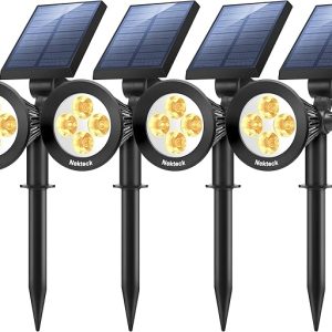 Nekteck 4 Pack Solar Lights, 2-in-1 Outdoor Solar Spotlights