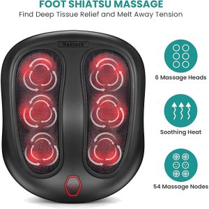 Nekteck Foot Massager with Heat, Shiatsu Heated Electric Kneading Foot Massager